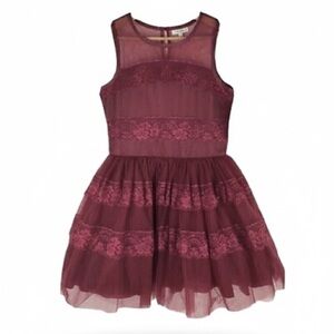 Nanette Lepore Girls Burgundy Lace Dress Size 16